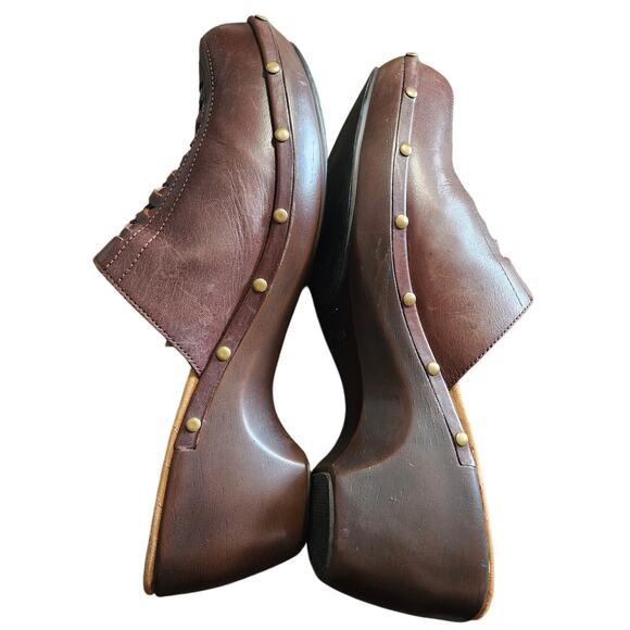 Eddie Bauer Brown Leather Slip On Mule Clog Size 11M - Picture 4 of 7